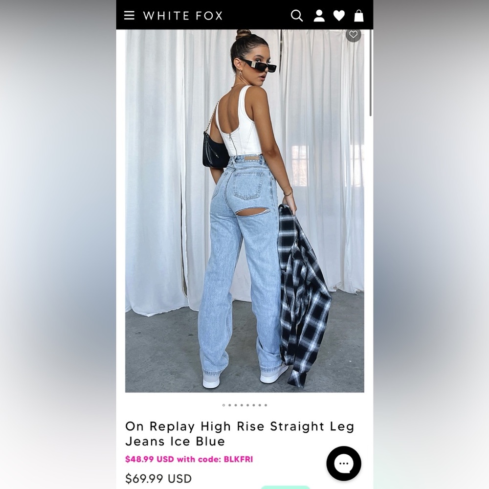 White Fox On Replay High Rise Straight Leg Jeans NEW